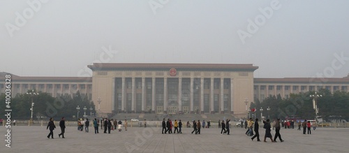Beijing, China - Nov 07 2007: Communist architecture in Tiananmen Square