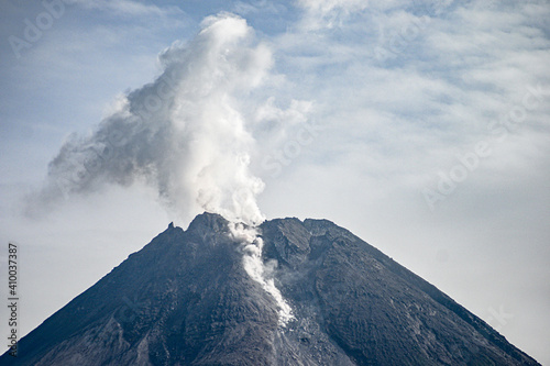 Mount Merapi is the most active volcano in Central Java and Yogyakarta, Indonesia 