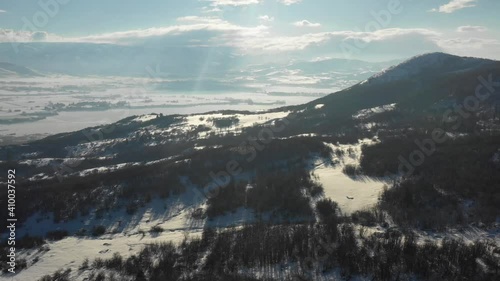 Establishing shot Drone 4k Winter Mountains