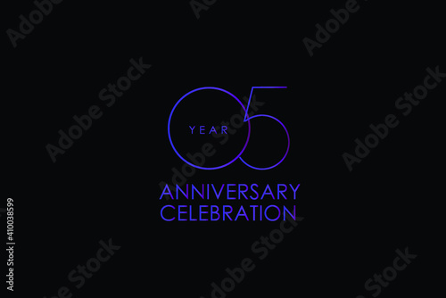 Luxury Black Blue Purple 05 years anniversary, Elegant minimalist logo years, jubilee, Ribbon greeting card. Red blue vector illustration on black background - Vector