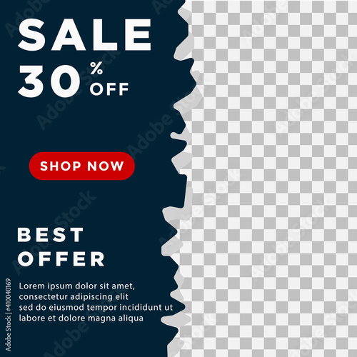 Creative vector modern best offer social media post template banner collection. online web promotion. torn paper style.