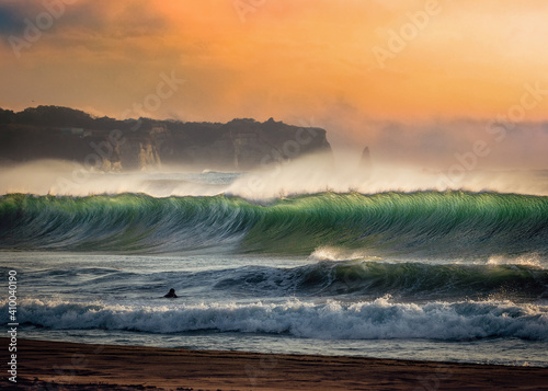 Stunning wave images just after a huge Typhoon storm in Chiba Japan, the waves are large and the sky is beautiful. Its a fantastic ocean scene