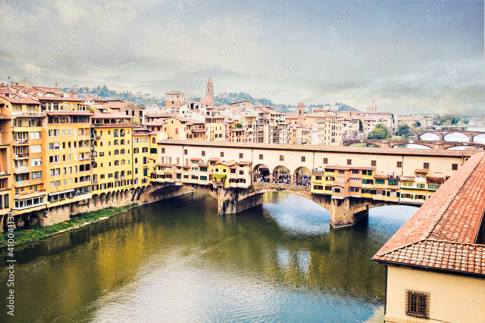 Florence cityscape over river.