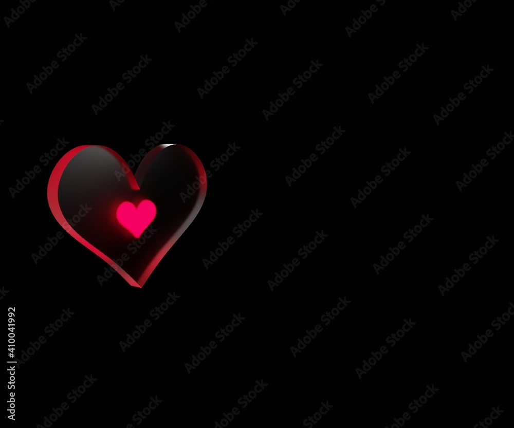 3d heart glass rendered background