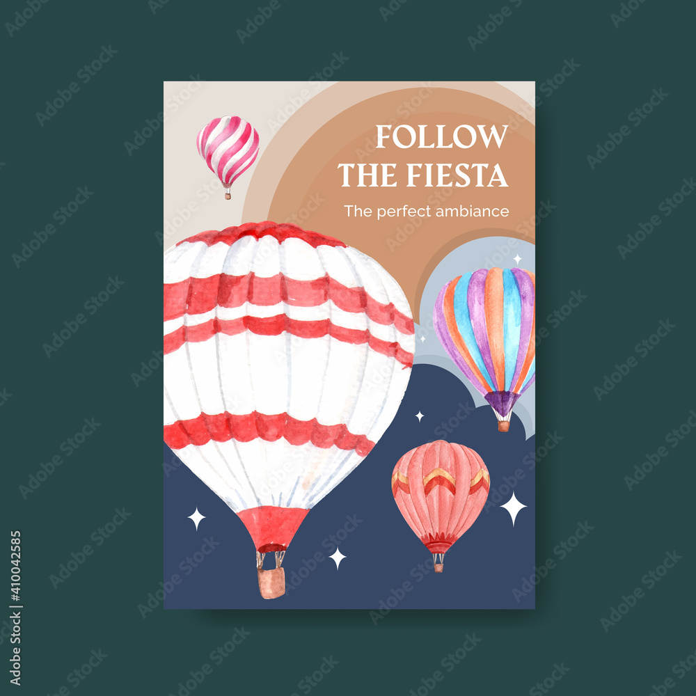 Poster template with balloon fiesta concept design for advertise and