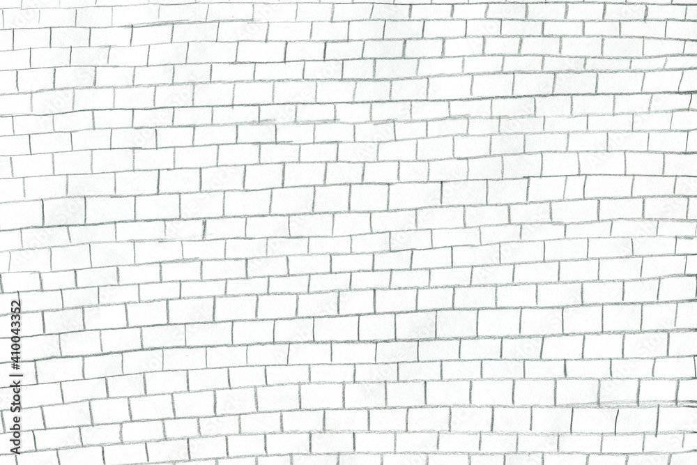 A hand-drawn brick wall. An uneven, sloppy, carelessly drawn brick wall. A hand-drawn brick wall. An uneven, sloppy, carelessly drawn brick wall.