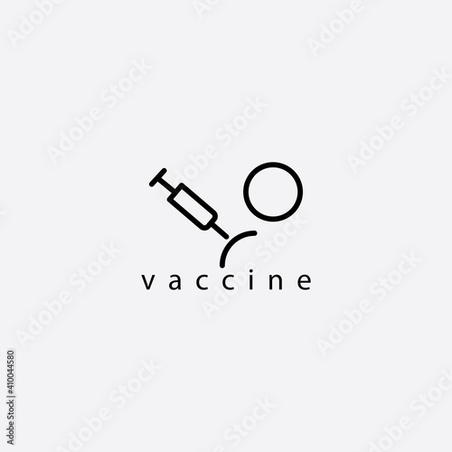 Vaccine logo injection design vector illustration
