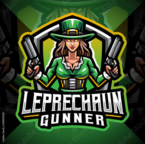Leprechaun gunner girls esport mascot logo