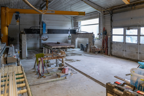 inside the stonemason store there are many tools for working with stones and granite