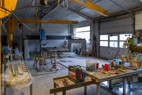 inside the stonemason store there are many tools for working with stones and granite