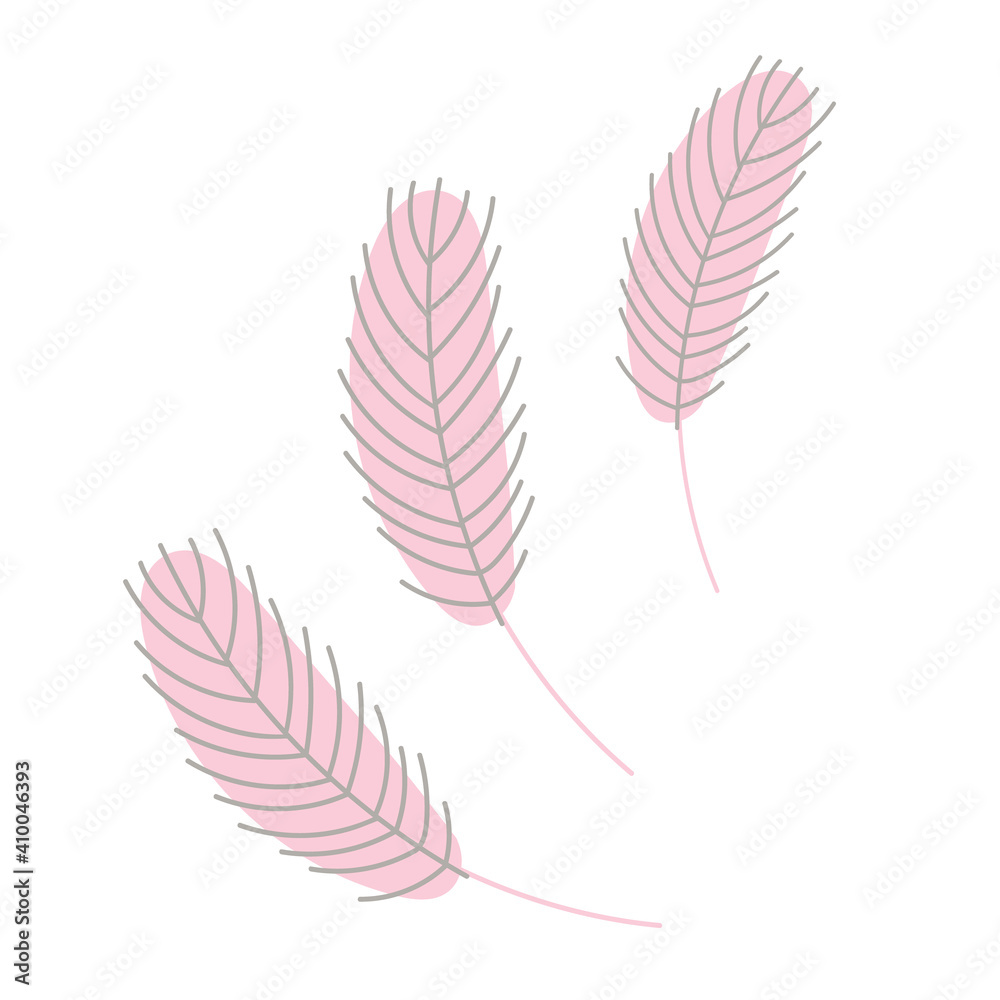 Bird's feather isolated on a white background. Chicken or goose feather. Design for Easter, Christmas, postcards, stickers. Flat vector illustration Bird's feather isolated on a white background. Chicken or goose feather. Design for Easter, Christmas, postcards, stickers. Flat vector illustration