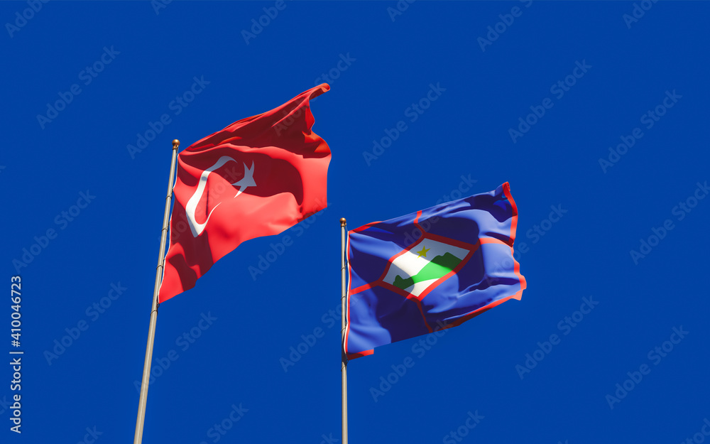 Flags of Sint Eustatius and Turkey. Flags of Sint Eustatius and Turkey.