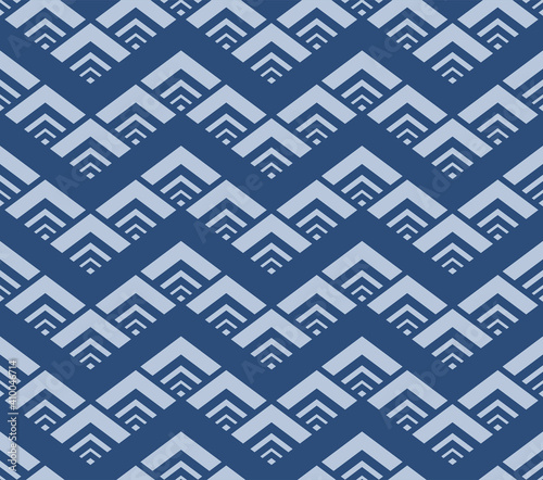 Japanese Geometric Zigzag Wave Vector Seamless Pattern