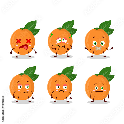 Grapefruit cartoon in character with nope expression