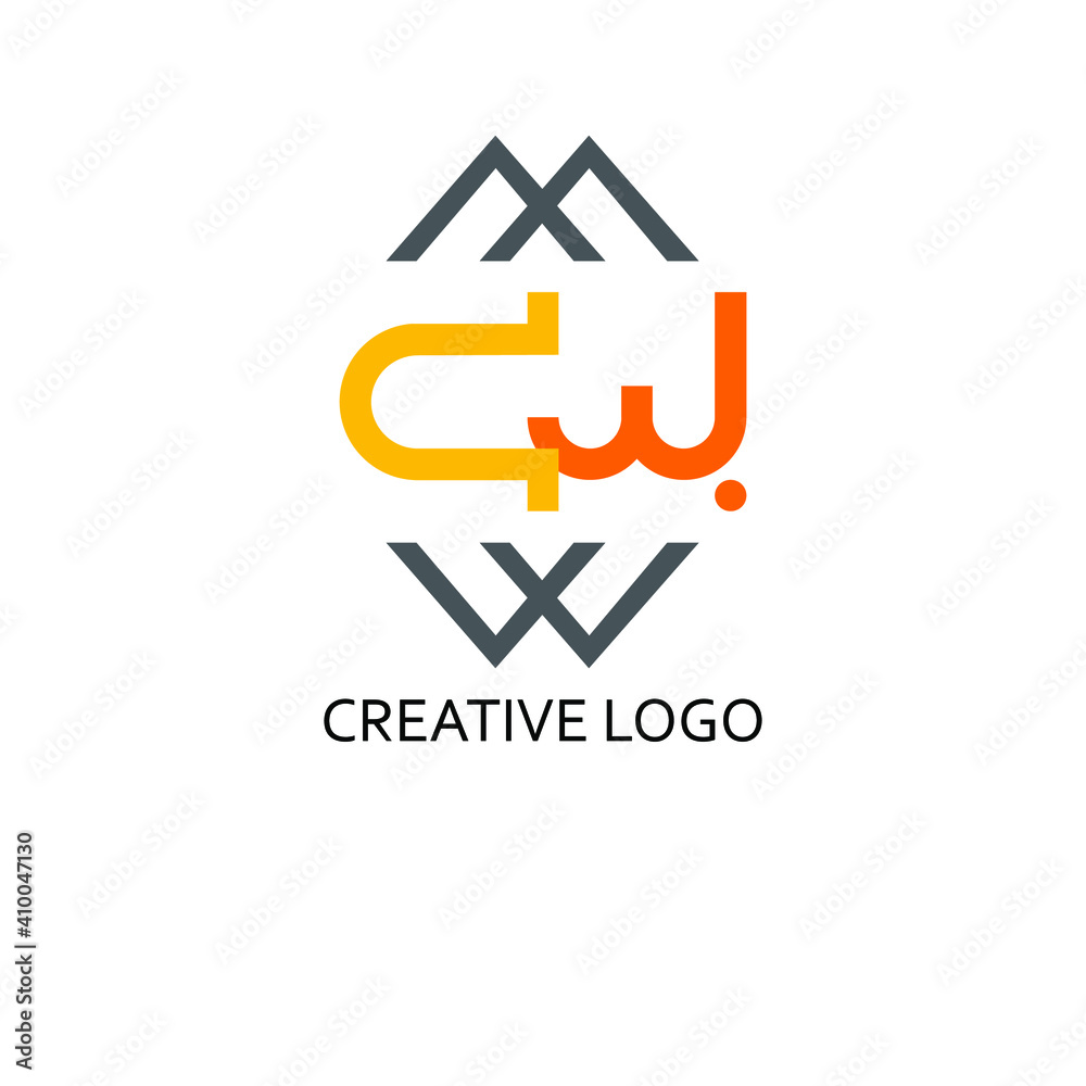cw letter for simple logo design