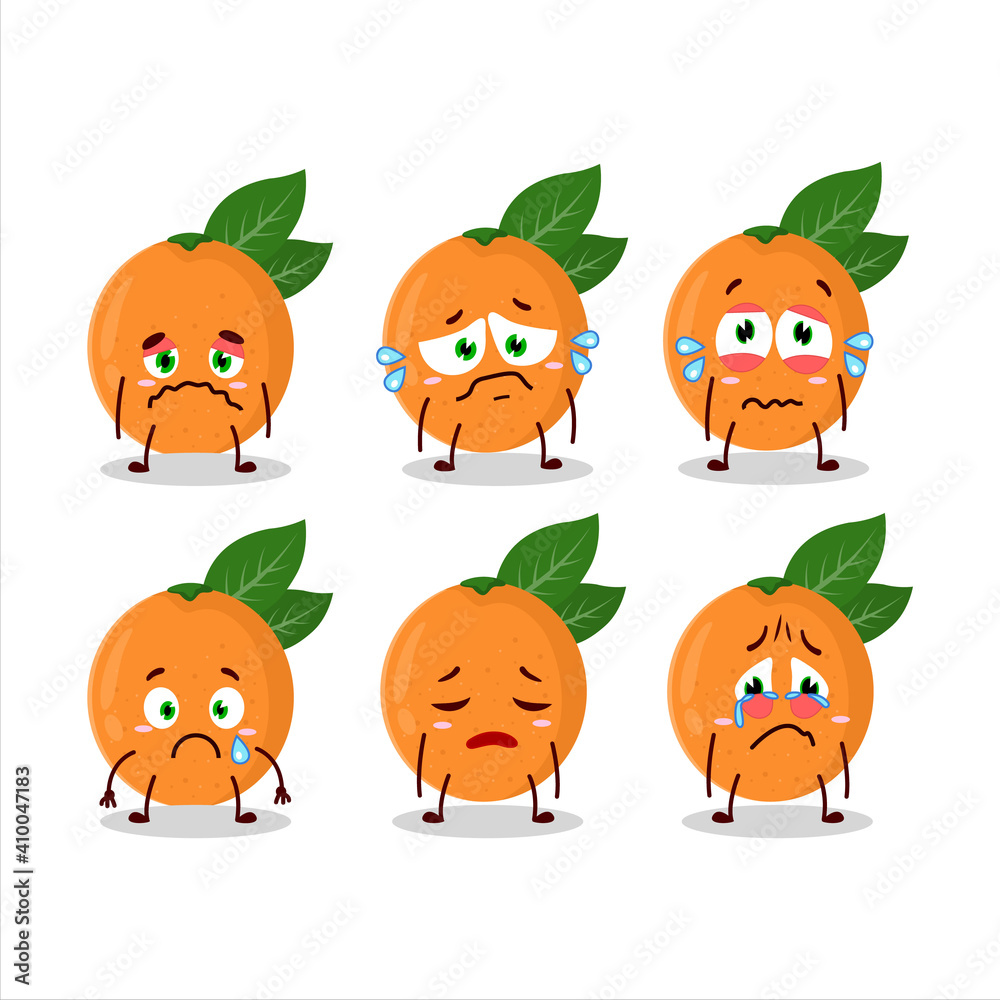 Grapefruit cartoon in character with sad expression