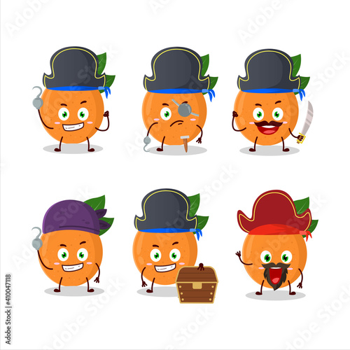 Cartoon character of grapefruit with various pirates emoticons