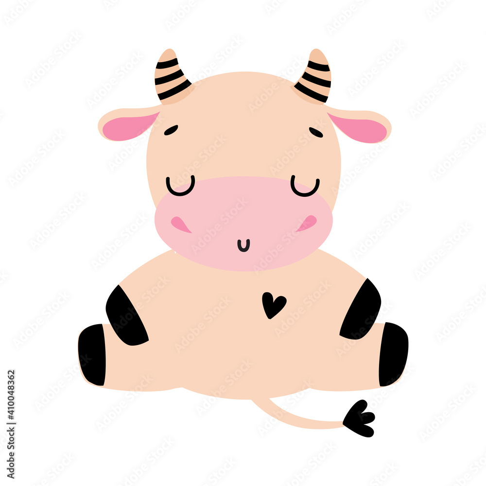 Cute Lovely Baby Cow, Adorable Funny Farm Animal Cartoon Character Vector Illustration Cute Lovely Baby Cow, Adorable Funny Farm Animal Cartoon Character Vector Illustration
