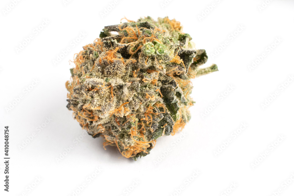 Platinum Dosi Marijuana Flower bud, cannabis flowers on a white background. 