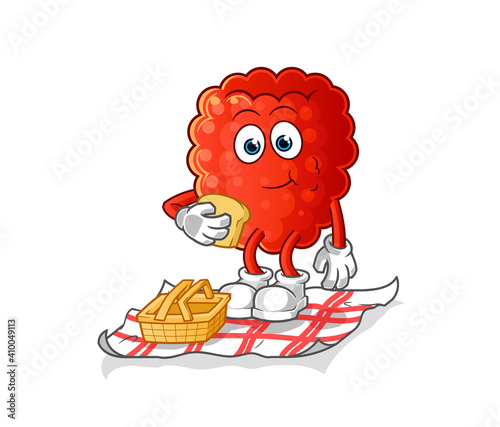 raspberry on a picnic cartoon. cartoon mascot vector