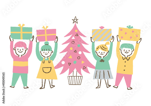 クリスマスプレゼントをもらった子ども