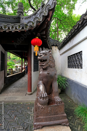 Photography Iron lion sculpture in Yu Garden, Shanghai, China