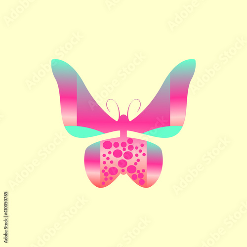 Abstract beautiful butterfly logo design idea with women portrait silhouettes