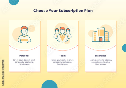 choose your subscription plan personal team enterprise icon set collection campaign for web website home homepage landingpage banner template flyer with outline style