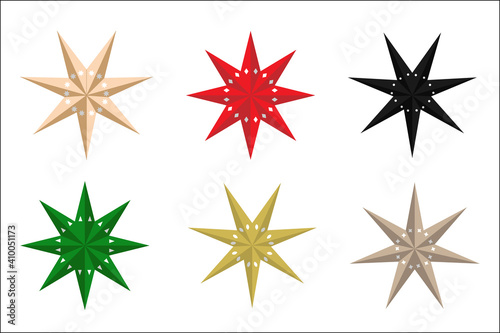 Vector set of 6 hygge christmas stars
