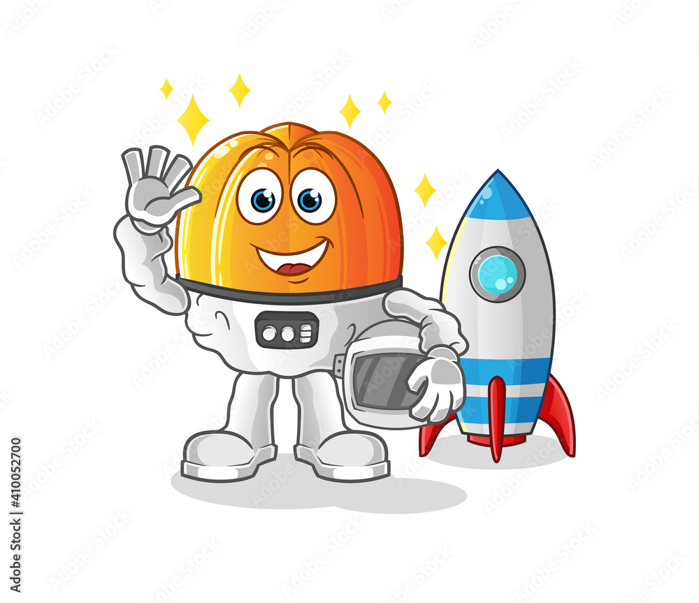 star fruit astronaut waving character. cartoon mascot vector