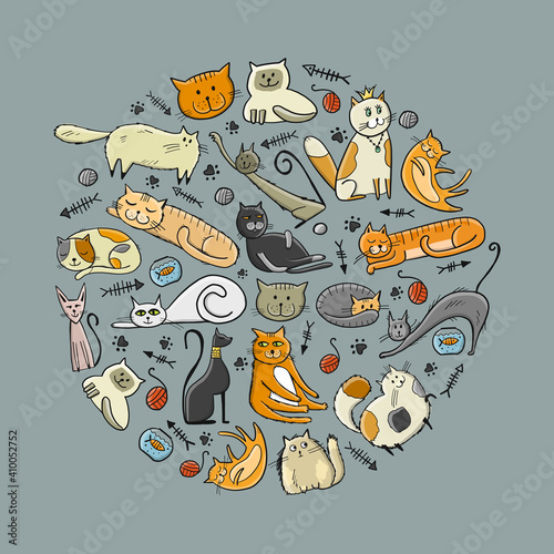 World Cats Day. Collection of cats character for your design
