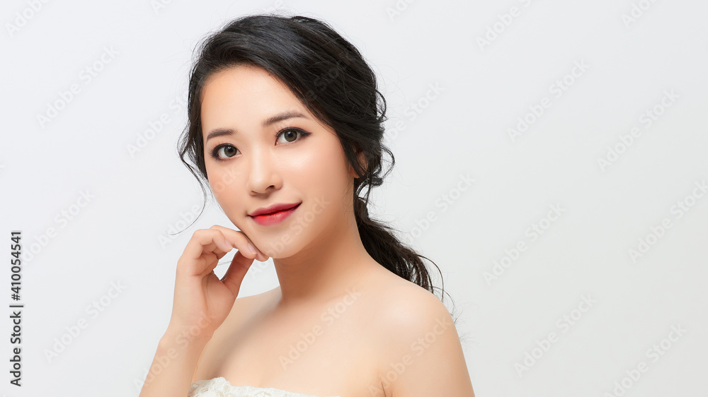 Asian pretty woman on white color background Asian pretty woman on white color background