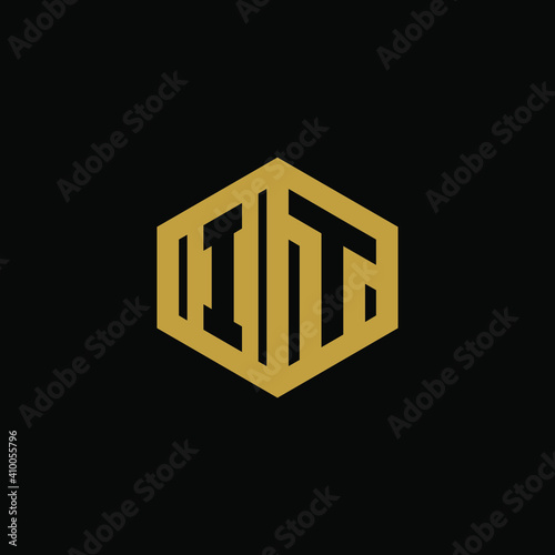Initial letter IT hexagon logo design vector