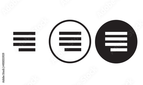 justify right icon black outline for web site design 
and mobile dark mode apps 
Vector illustration on a white background
