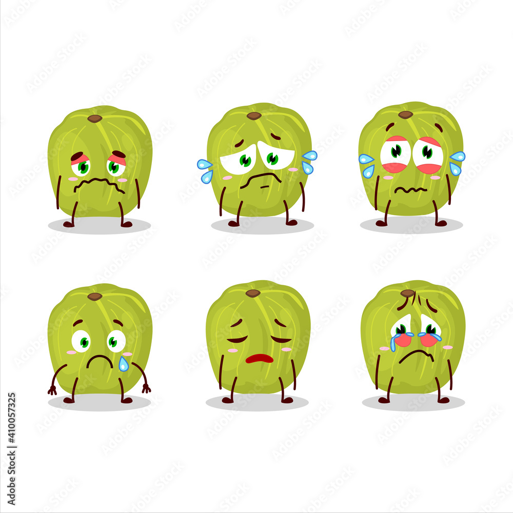 Amla cartoon in character with sad expression
