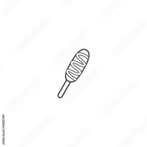 Illustration of Corn Dog Outline Icon - Fast Food Icon Set Vector Illustration Design.