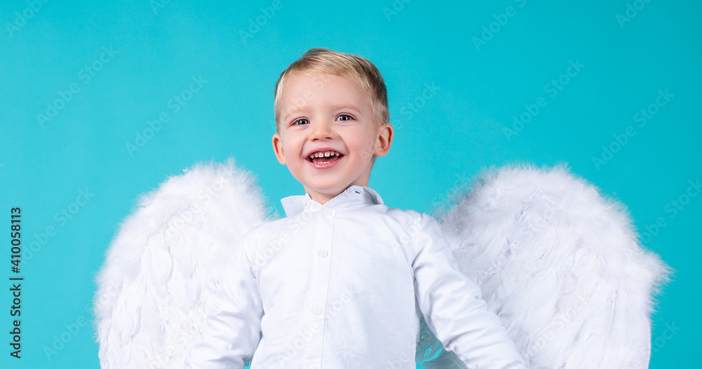 Little angel boy making funny face. Valentines angels. Cute cupid boy. Little angel boy making funny face. Valentines angels. Cute cupid boy.