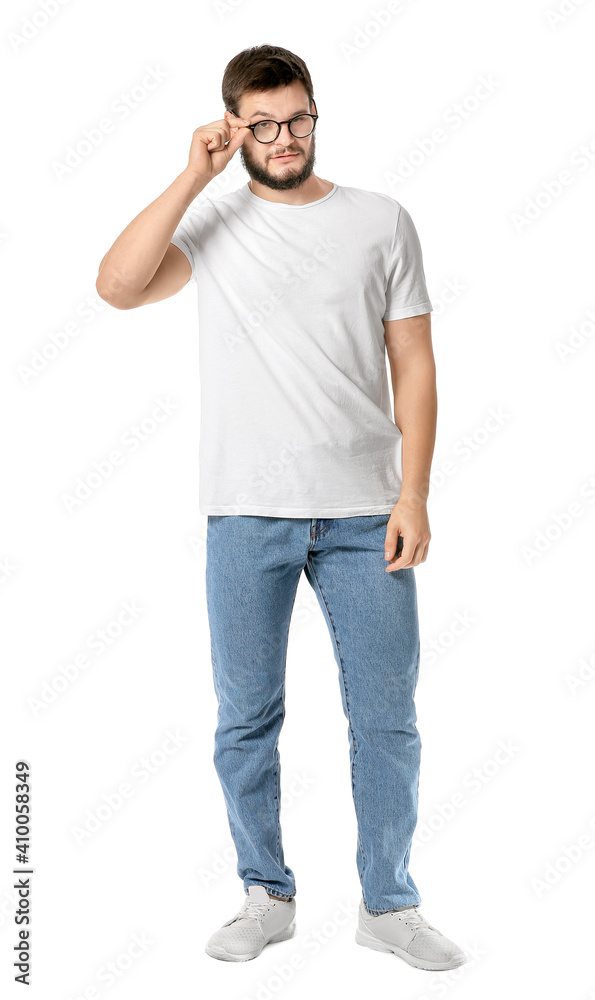 Portrait of young man on white background Portrait of young man on white background