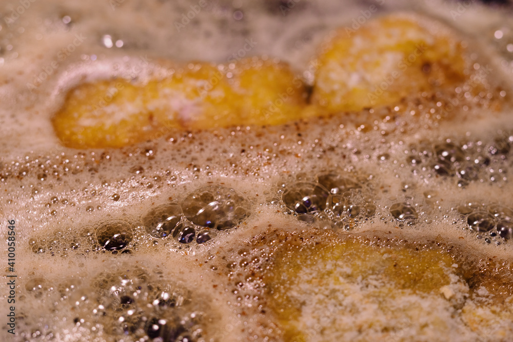 Close-up on frying cutlets with bubbles. Close-up on frying cutlets with bubbles.