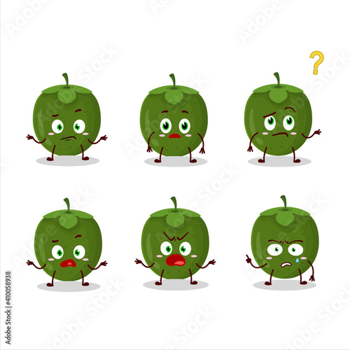 Cartoon character of black sapote with what expression
