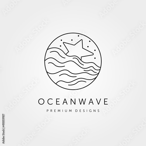 ocean vector circle logo line art minimalist illustration design