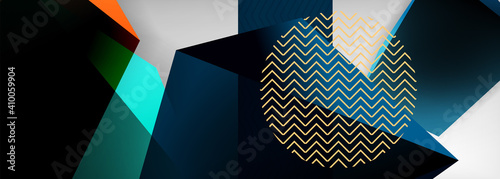 Low poly 3d geometric shapes, minimal abstract background. Vector illustrations for covers, banners, flyers and posters and other