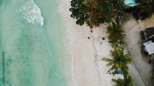 Panorama Aerial drone picture of the white sand Alona Beach in Panglao, Bohol, Philippines photo