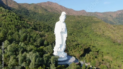 Aerial view of Hong Kong Tsz Shan monastery and the famous Avalokitesvara Guan Yin Statue, Goddess of mercy. photo