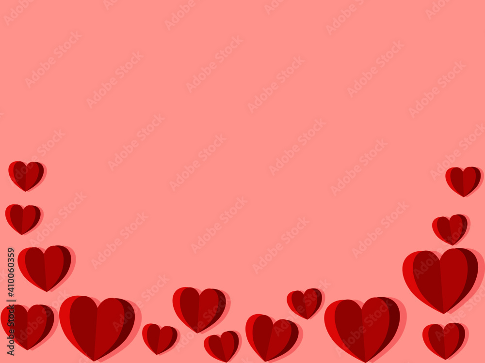 Paper heart flying on pink background. Vector symbols of love