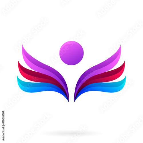 people wings logo, fly people logo