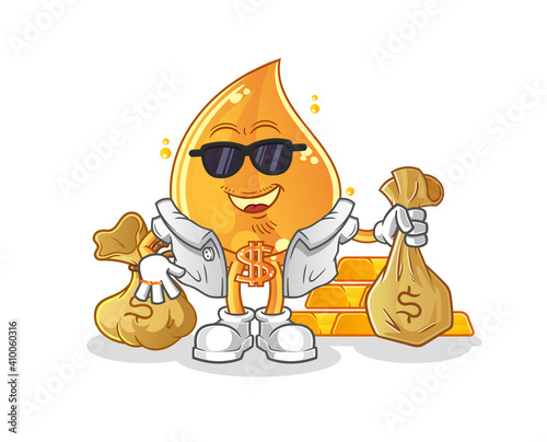 oil drop rich character. cartoon mascot vector