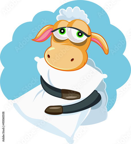 Tired Sheep with Dark Circles Trying to Sleep
