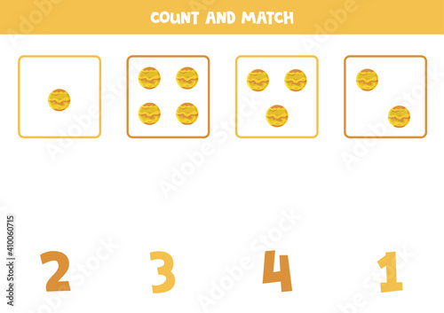 Counting math game with cartoon planet Venus.