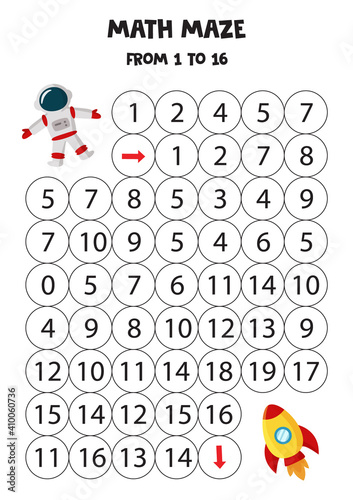 Get astronaut to the rocket by counting to 16.